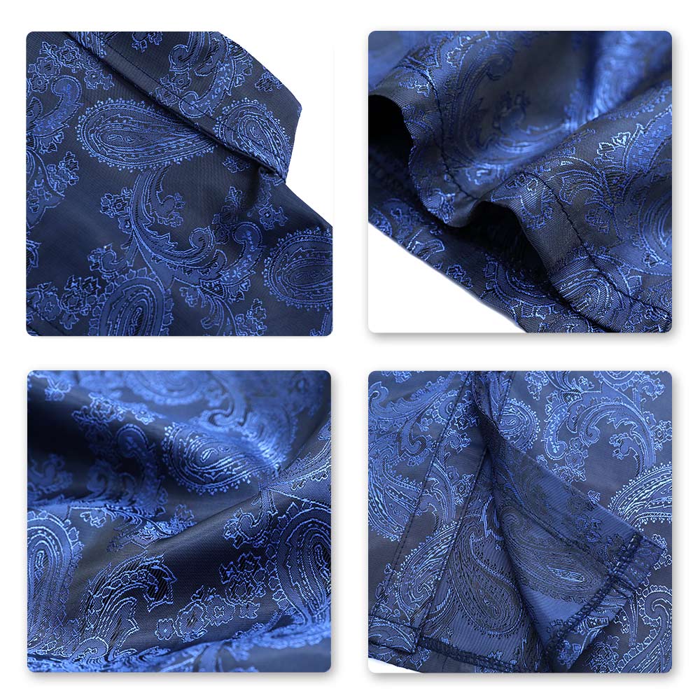 Slim Fit Embroidered Navy Paisley Shirt for Men - Stylish Casual Button Down Shirt for Office, Party & Date Night Outfits