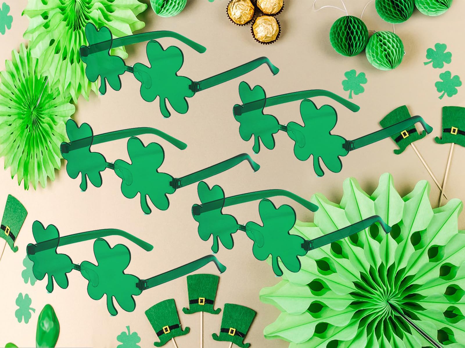 St. Patrick's Day Sunglasses - Green Rimless Shamrock Glasses for Irish Party | Perfect for St. Patrick's Day Celebrations, Parades & Irish-Themed Events