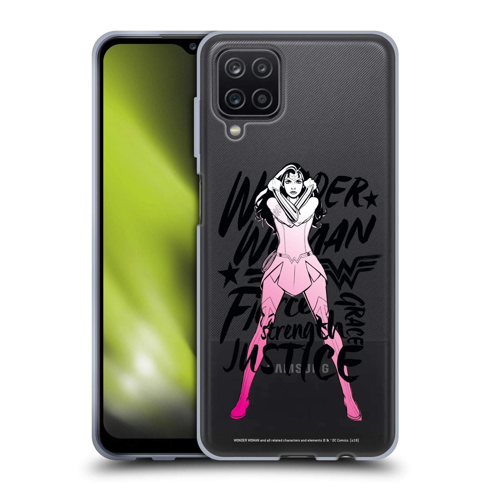 Wonder Woman DC Comics Soft Gel Case for Samsung Galaxy A12 (2020) - Officially Licensed Typography Graphic Arts Phone Cover | Perfect for Fans, Daily Use & Superhero Style