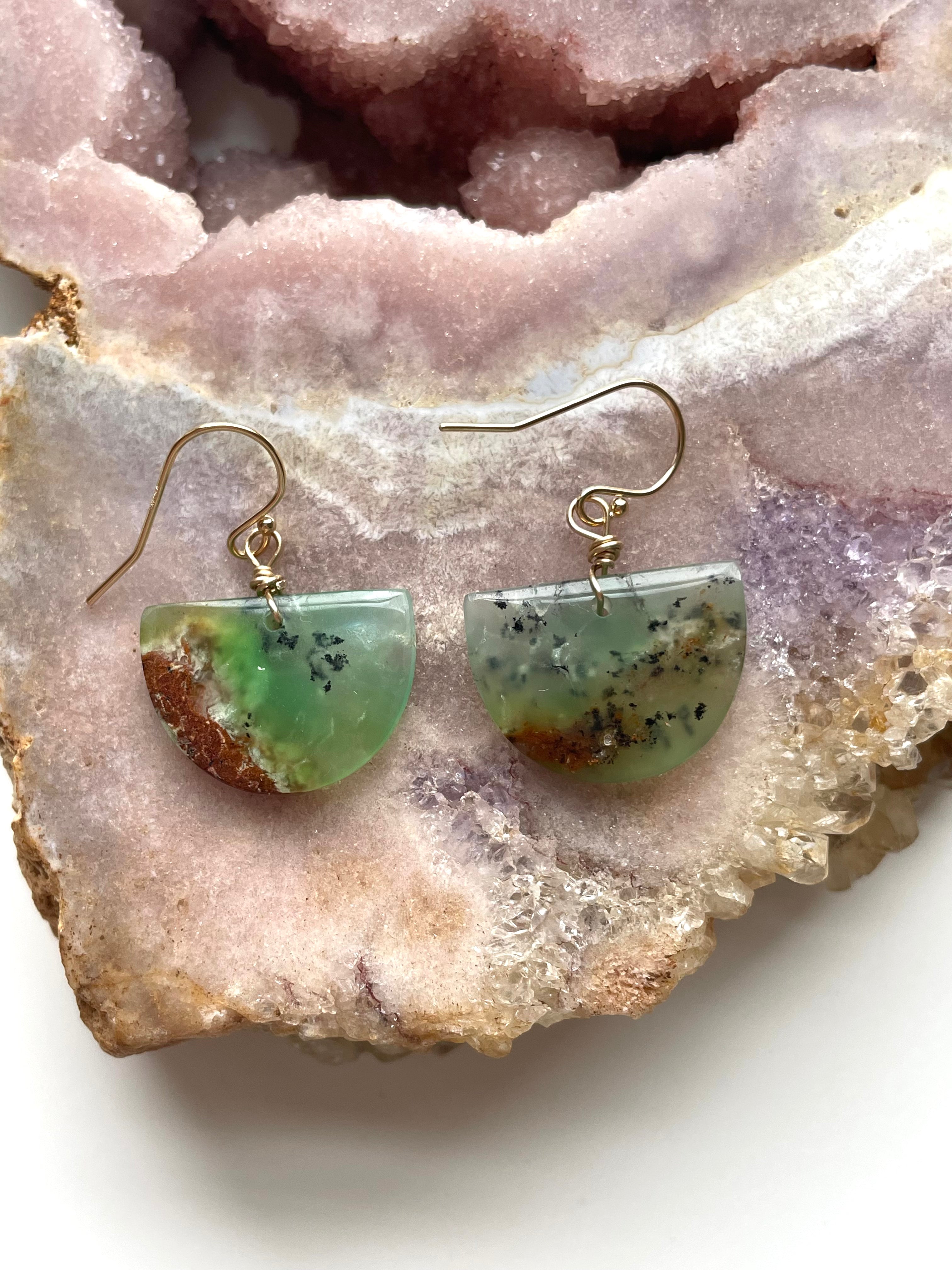 Chrysoprase Statement Earrings - 14K Gold Filled Dangle Earrings for Women | Elegant Jewelry Gift for Birthday, Anniversary & Special Occasions