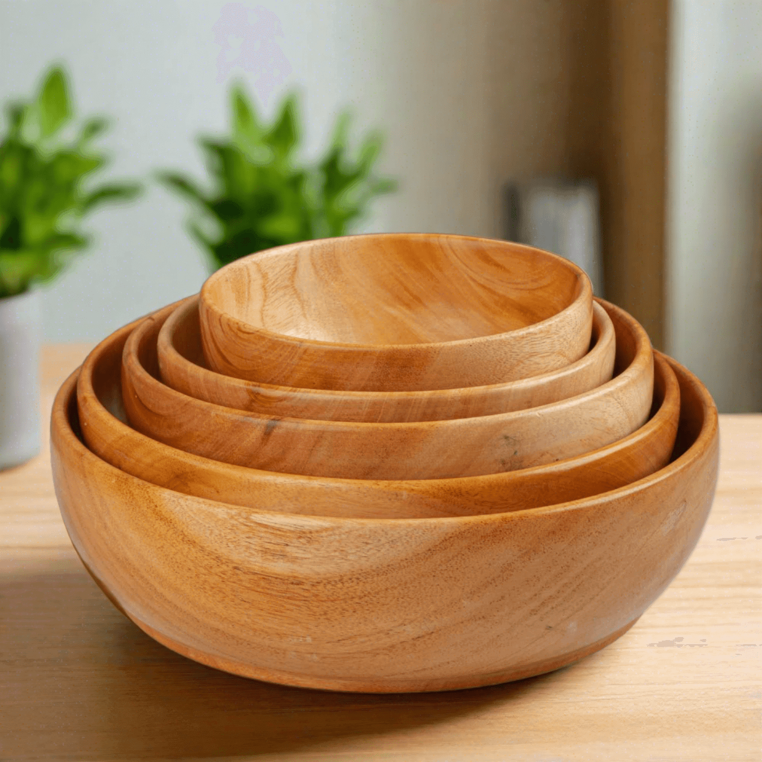 Organic Neem Wood Serving Bowl - Handcrafted Eco-Friendly Fruit & Salad Bowl for Healthy Dining - Perfect for Parties, Picnics & Home Decor