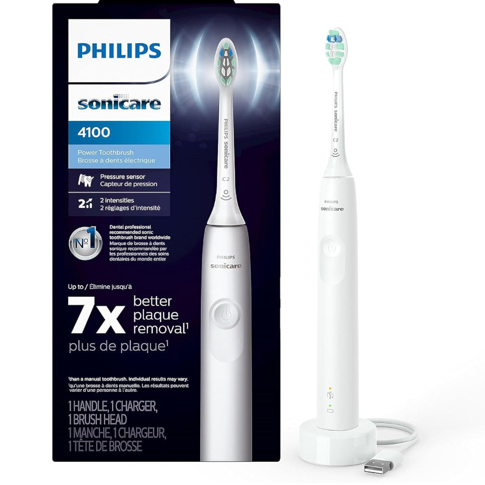 PHILIPS HX3681/23 Sonicare 4100 Series Sonic Electric Toothbrush with Smart Timer & Pressure Sensor - Perfect for Travel & Home Oral Care
