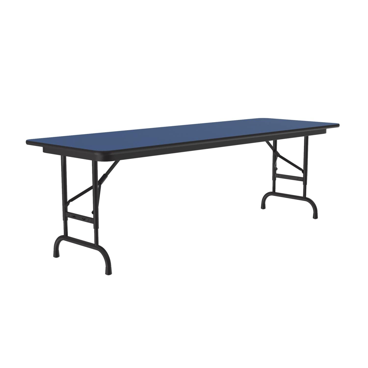 Adjustable Height Folding Table 24x72 Inches - Portable Blue Work Desk for Office, Camping, Events & Home Use