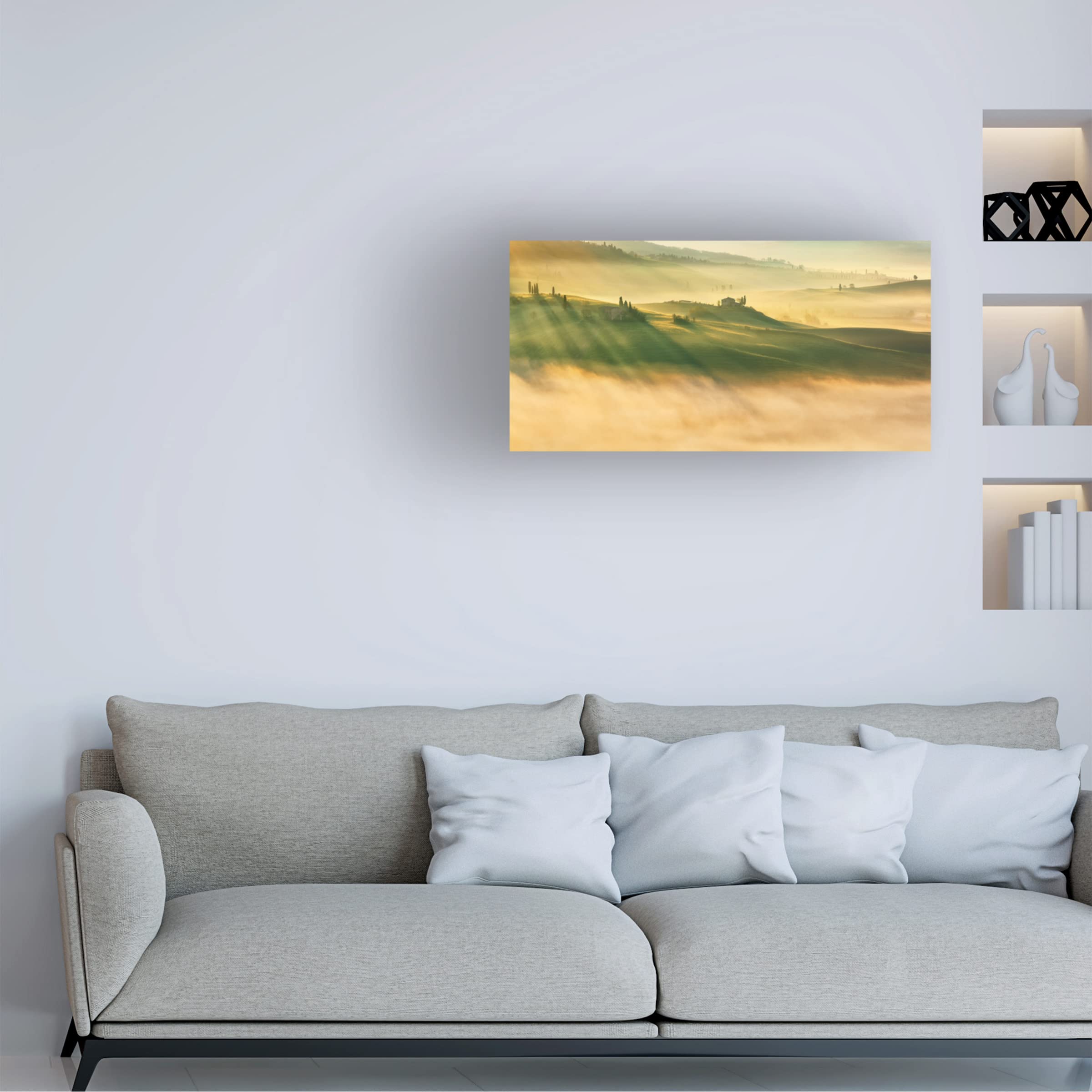 Foggy Valley Landscape Canvas Art Print by Krzysztof Browko - Handmade Wall Decor for Living Room, Bedroom & Office - Nature Inspired Home Decor