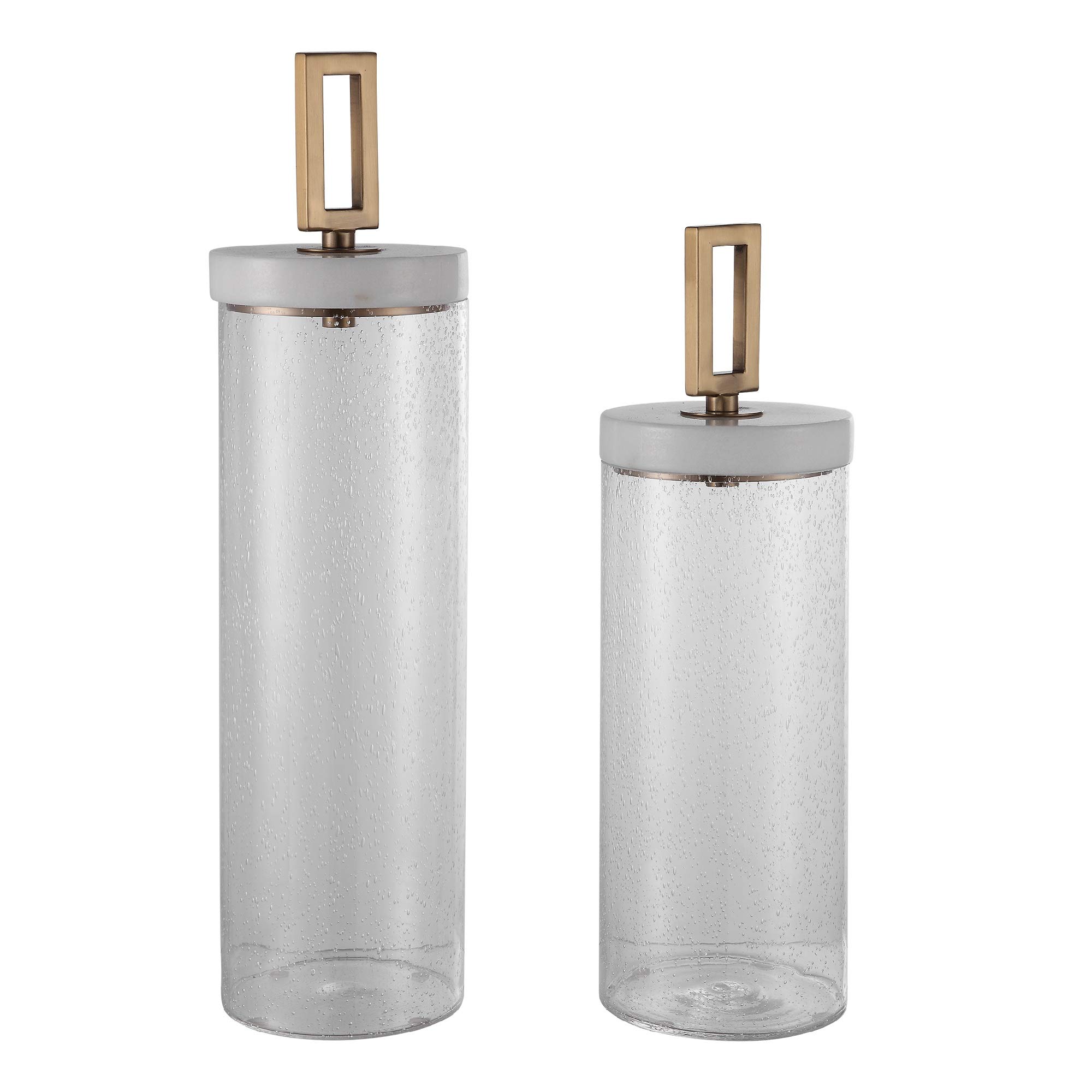 Premium Glass Storage Containers with Marble Lids - 22oz Airtight Kitchen Canisters (Set of 2) - Perfect for Pantry Organization, Coffee Tea Sugar Flour Storage & Modern Home Decor