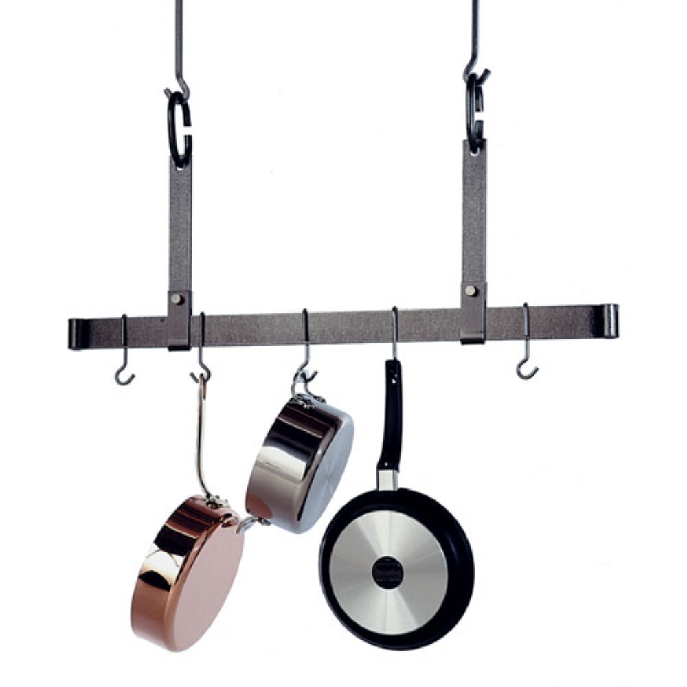 Enclume PR11-36-HS Premier 36-Inch Adjustable Ceiling Bar - Heavy Duty Hammered Steel Pot Rack for Kitchen Organization - Perfect for Hanging Pots, Pans & Utensils in Restaurants or Home Kitchens
