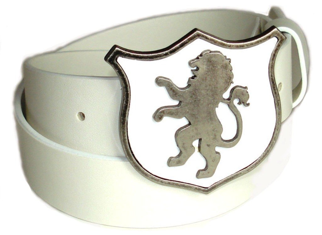 Stylish White Snap-On Belt with Lion Buckle for Men & Women - Perfect for Casual, Office & Formal Outfits