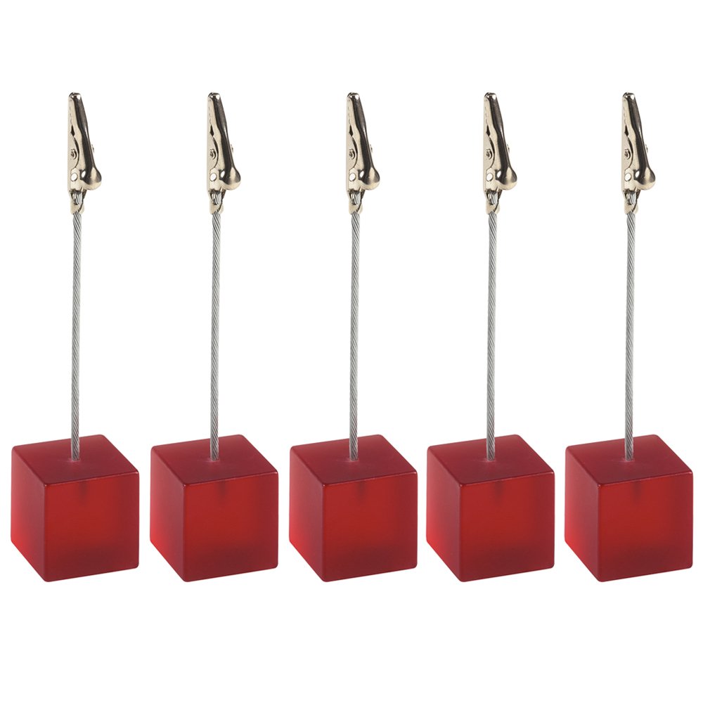 eBuyGB 5-Pack Transparent Red Wedding Name Table Setting Markers - Elegant Place Card Holders for Wedding Receptions, Bridal Showers & Formal Events