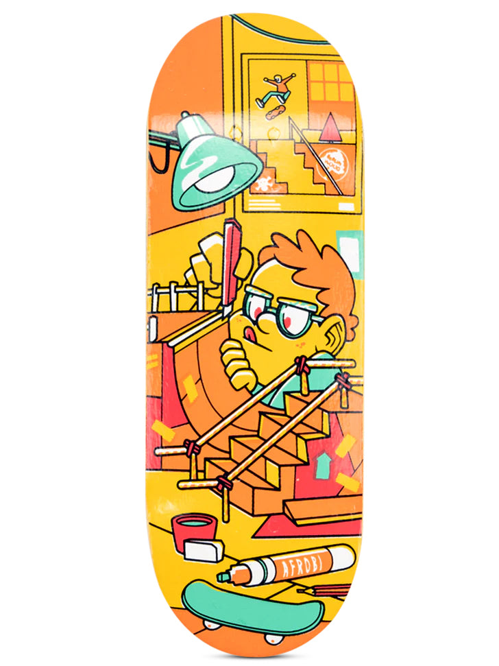Berlinwood Fingerboard Deck Afrobi 2022 Pro Model - Premium Finger Skateboard for Tricks & Collectors | Perfect for Skateboard Enthusiasts & Office Stress Relief
