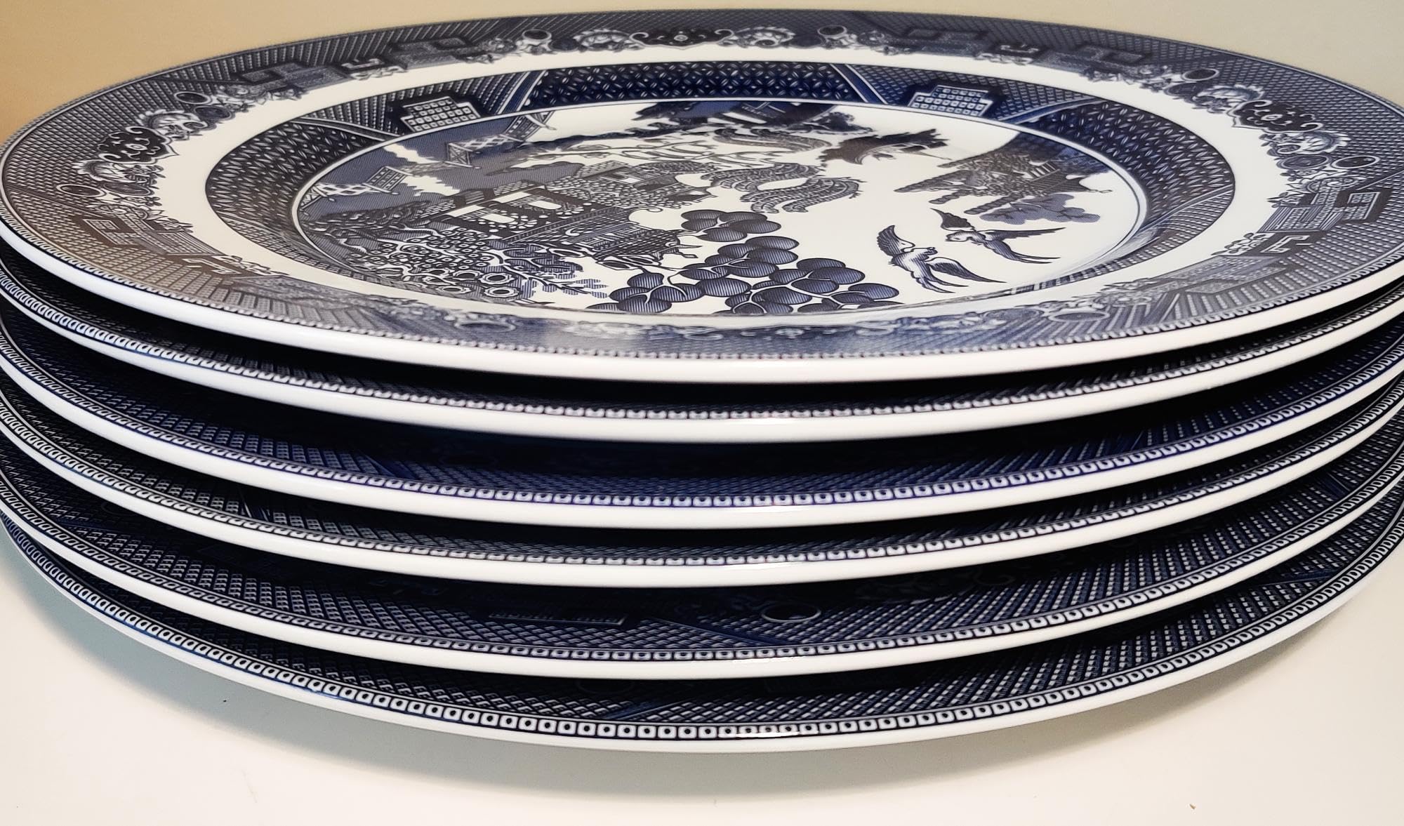Premium 11-Inch Blue Dinner Plates Set of 6 - Elegant Ceramic Plates for Everyday Dining, Dinner Parties & Restaurant Use