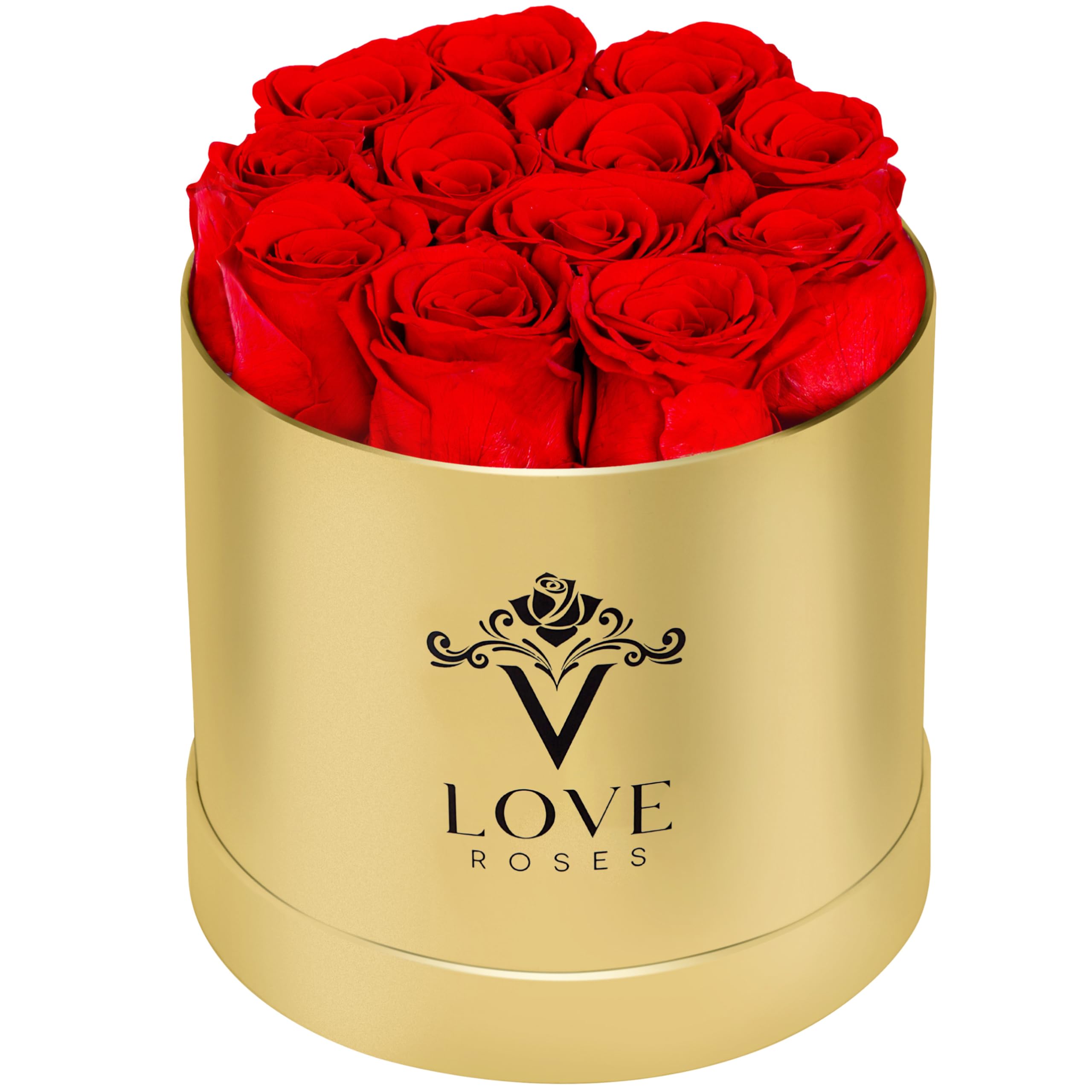 VLove® Forever Roses in a Box - Real Preserved Roses That Last 1 Year | Natural Eternal Rose Gift for Her (Red) | Perfect for Anniversaries, Valentine's Day & Romantic Surprises