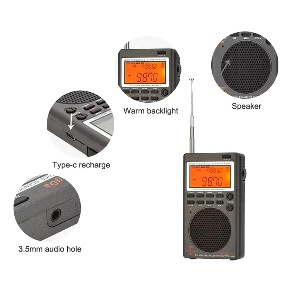 HUPYOMLER -747 Full Band Digital Display VHF/UHF Two-Way Radio with Practical Channel Scanner - Ideal for Outdoor Adventures, Emergency Communication, and Security Teams