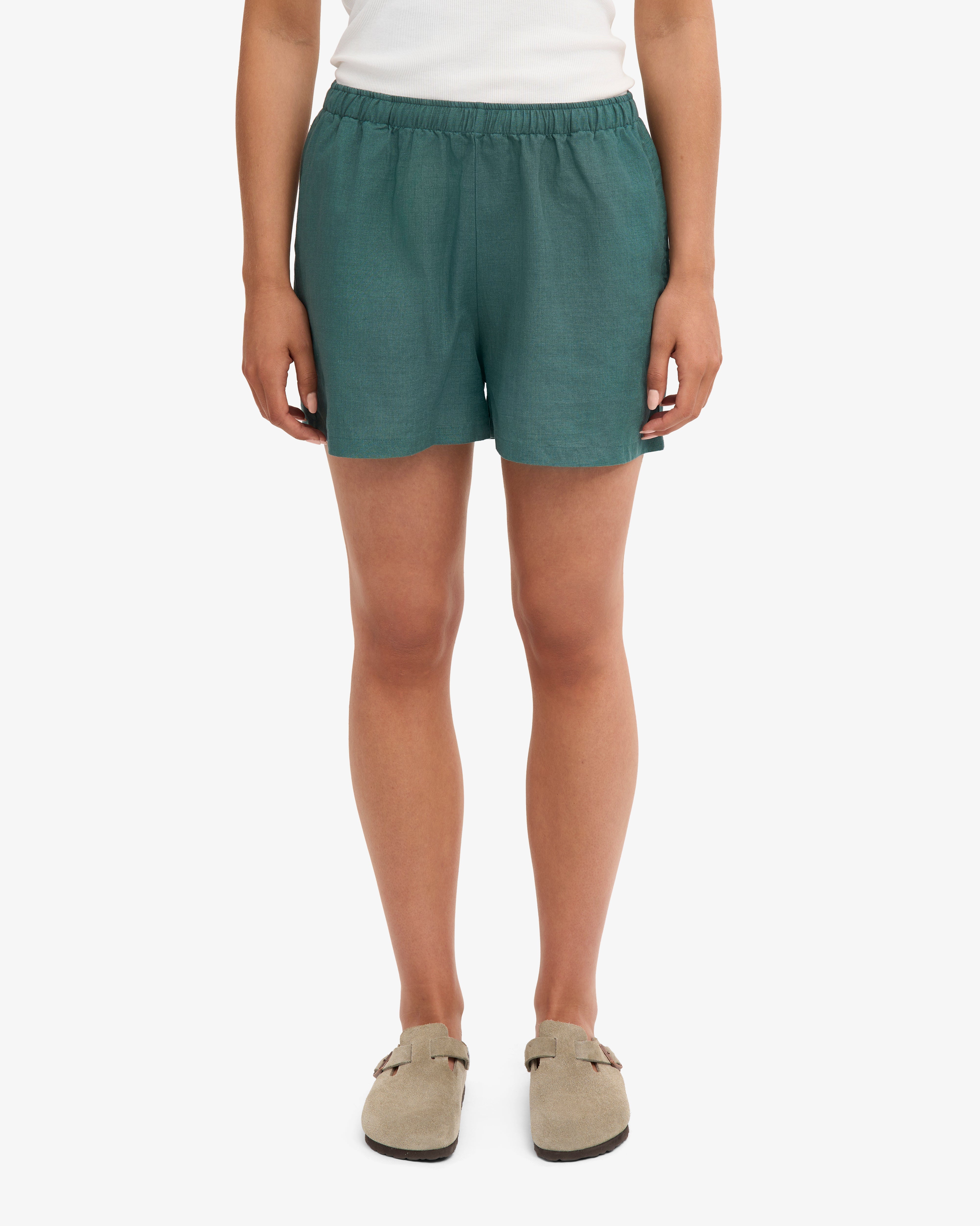 Breathable Linen Shorts for Women - Comfortable & Stylish Ocean Green Summer Shorts | Perfect for Beach, Vacation & Casual Outings