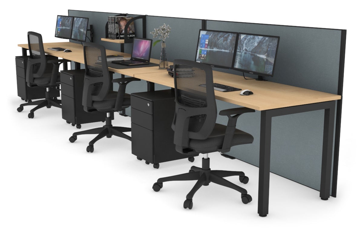 Horizon Quadro 3-Person Office Workstation with Square Legs - 70.9