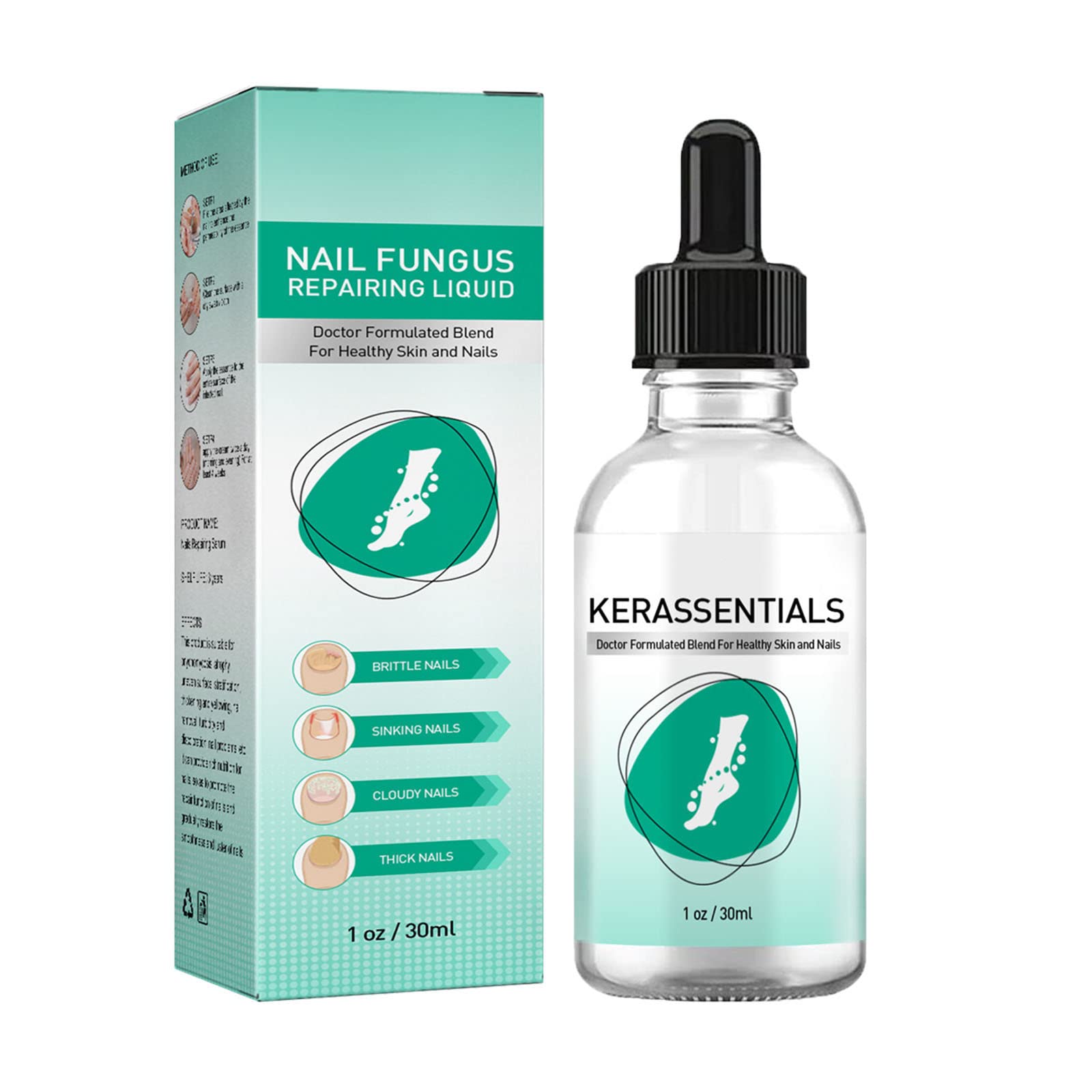 Kerassentials Toenail Fungus Treatment Oil - Fast-Acting Antifungal Nail Solution for Healthy Toenails (1 Pack) - Perfect for Athletes, Swimmers & Active Lifestyles