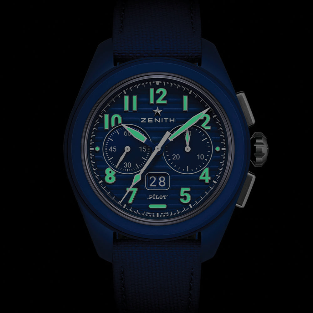 Pilot Big Date Flyback 160th Anniversary Edition Ceramic 41mm Blue Watch - Rubber Strap with Extra Leather Strap - Luxury Aviation Timepiece for Men, Perfect for Pilots, Business Professionals & Watch Collectors