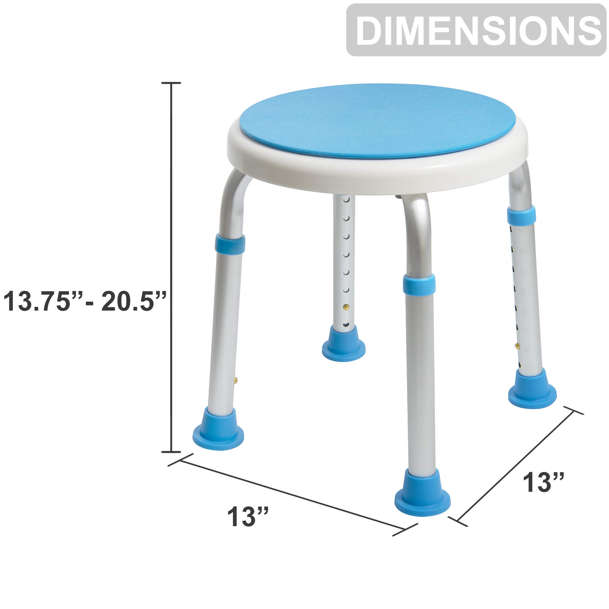 Vaunn Deluxe Folding Safety Toilet Rail with Adjustable Frame & Tool-Free Swivel Shower Stool Seat Bundle - Elderly Bathroom Safety Aid for Seniors, Disabled & Post-Surgery Recovery