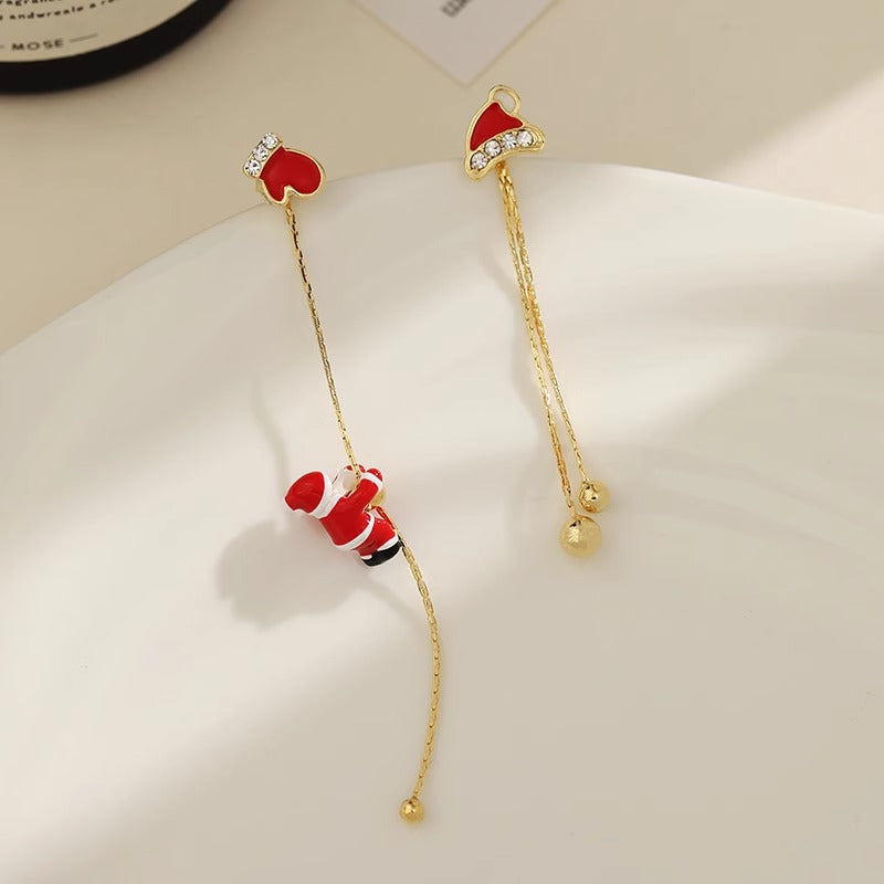 Festive Santa Claus Snowman Sleigh Reindeer Tassel Christmas Earrings for Women | Holiday Party Jewelry Gift | Perfect for Xmas Celebrations & Winter Festivities
