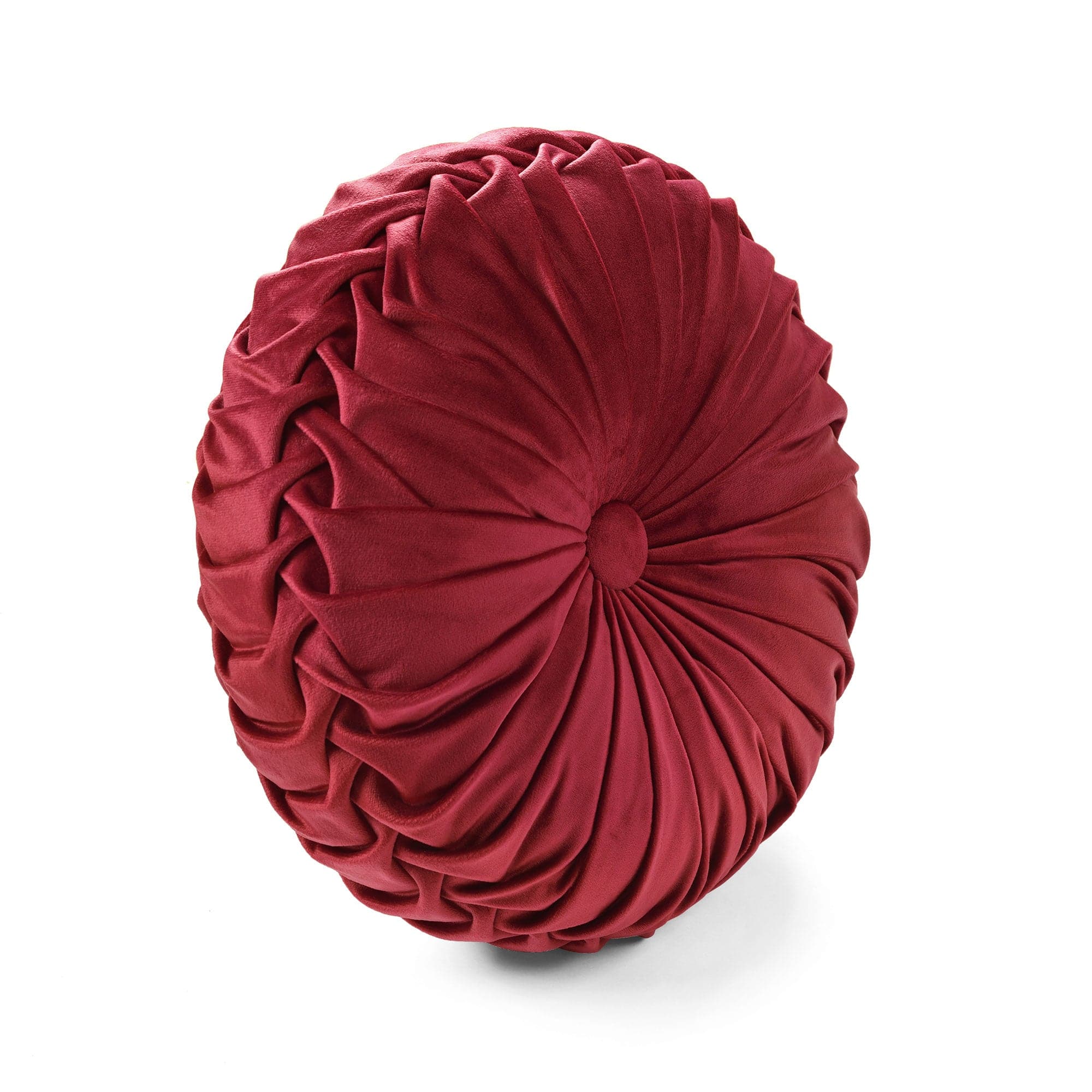 Round Pleated Soft Velvet Throw Pillow - Elegant Home Decor for Sofa, Bed & Couch - Cozy Accent Pillow for Living Room, Bedroom & Nursery