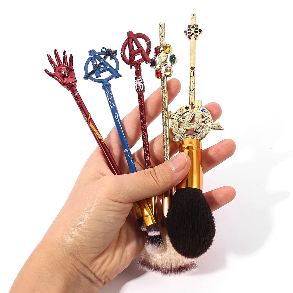 5-Piece Classic Movie Face Makeup Brush Set - Professional Foundation Powder & Eyeshadow Kit for Beginners & Makeup Artists | Perfect for Halloween, Cosplay & Theatrical Makeup Application