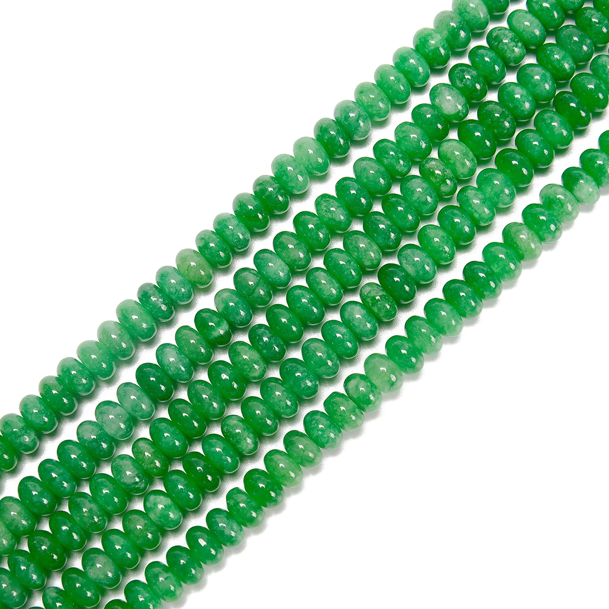 Emerald Green Dyed Jade Smooth Rondelle Beads 5x8mm 15.5 Inch Strand for Jewelry Making, DIY Bracelets, Necklaces & Craft Projects
