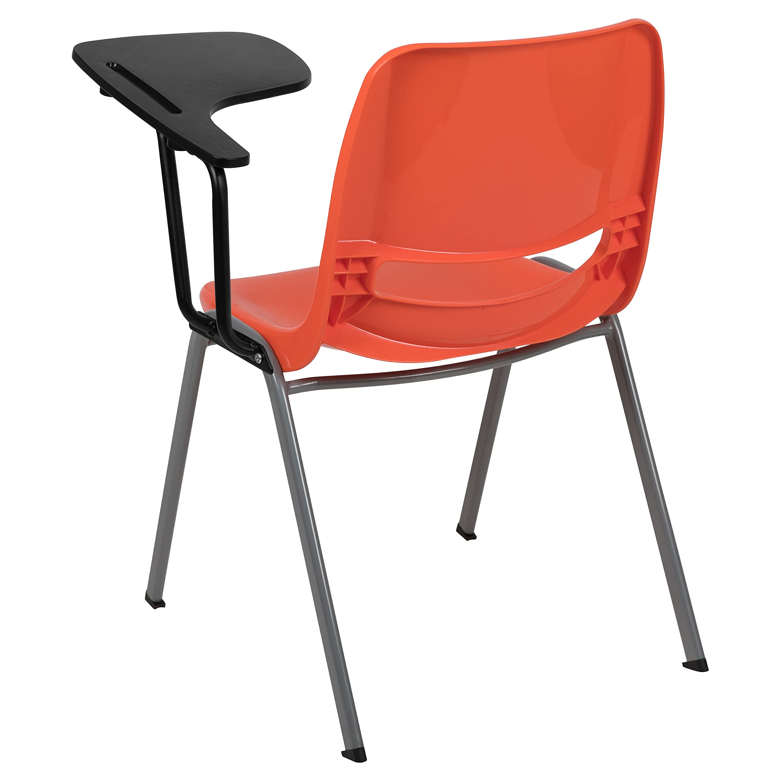 Ergonomic Orange Shell Chair with Left-Handed Flip-Up Tablet Arm - Adjustable Office Desk Chair for Home & Work - Perfect for Remote Work, Gaming & Study