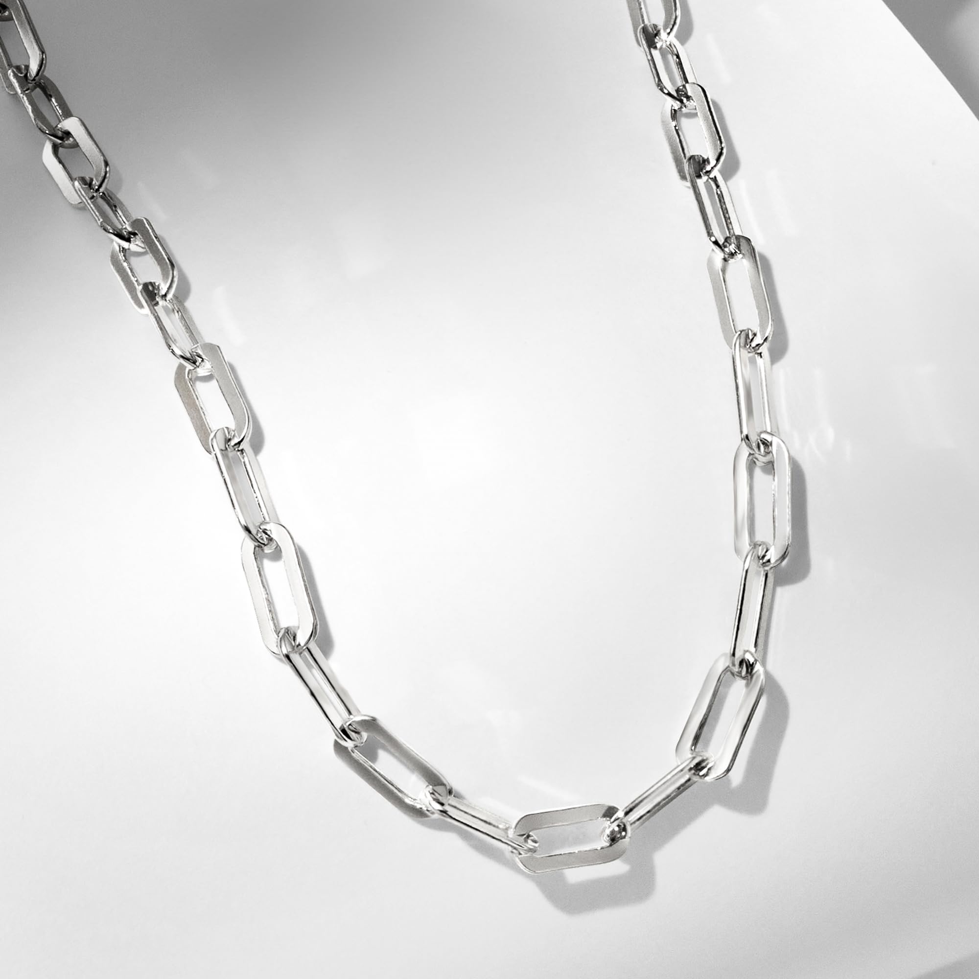 Ross-Simons Italian Sterling Silver Paper Clip Link Necklace - 20 Inch Dainty Chain for Women | Elegant Layering Necklace for Everyday Wear & Special Occasions
