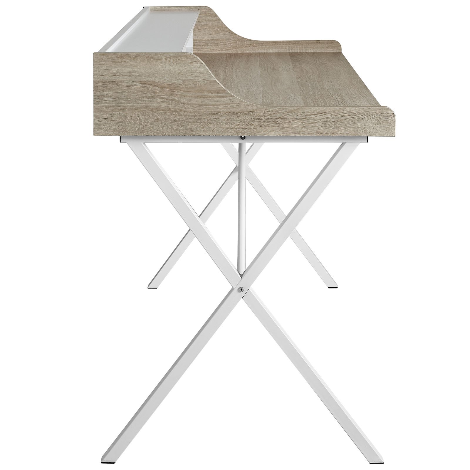Modway Bin Contemporary Modern Writing Desk with Storage Cubbies - Solid Oak Wood Home Office Desk for Small Spaces, Study & Workstation