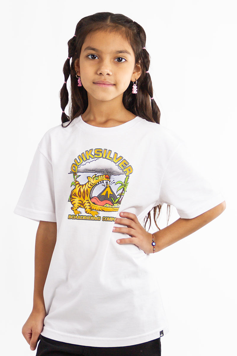 Quiksilver Kids Mc Barking Tiger T-Shirt for Boys & Girls - Soft Cotton Short Sleeve Tee - Beach, Surf & Casual Wear (Black)