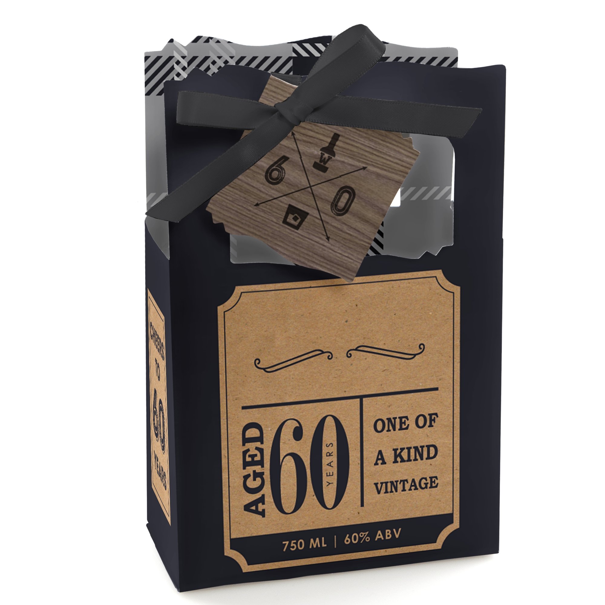 Big Dot of Happiness 60th Birthday Party Favor Boxes - Set of 12 Milestone Celebration Decorations for Anniversary, Retirement & Special Occasions