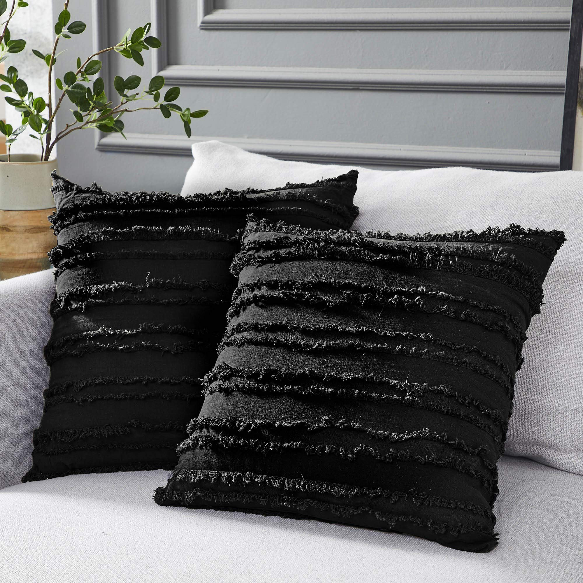 Premium Black Throw Pillow Covers 26x26 Inches - Set of 2 Soft Cotton Linen Decorative Cushion Covers for Sofa, Couch & Bed - Perfect for Living Room, Bedroom & Home Decor