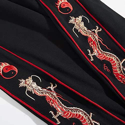Niepce Inc Men's Dragon Embroidered Streetwear Hoodie & Jogger Pants Set - Small | Trendy Graphic Print Pullover & Sweatpants for Casual Wear, Gym, Street Fashion