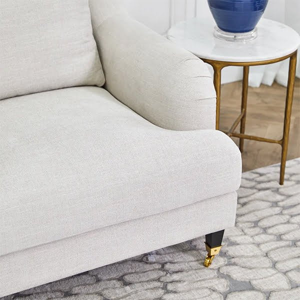 Aerin 3-Seater Sofa in Natural Linen Fabric - Modern Living Room Couch for Home, Office & Lounge Areas