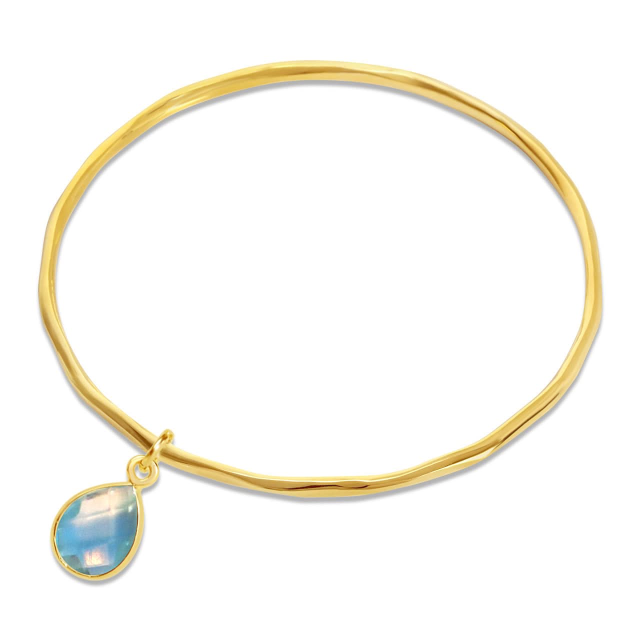 Blue Topaz Charm Bracelet in Gold - December Birthstone Jewelry for Women, Gift for Her, Christmas & Anniversary Present