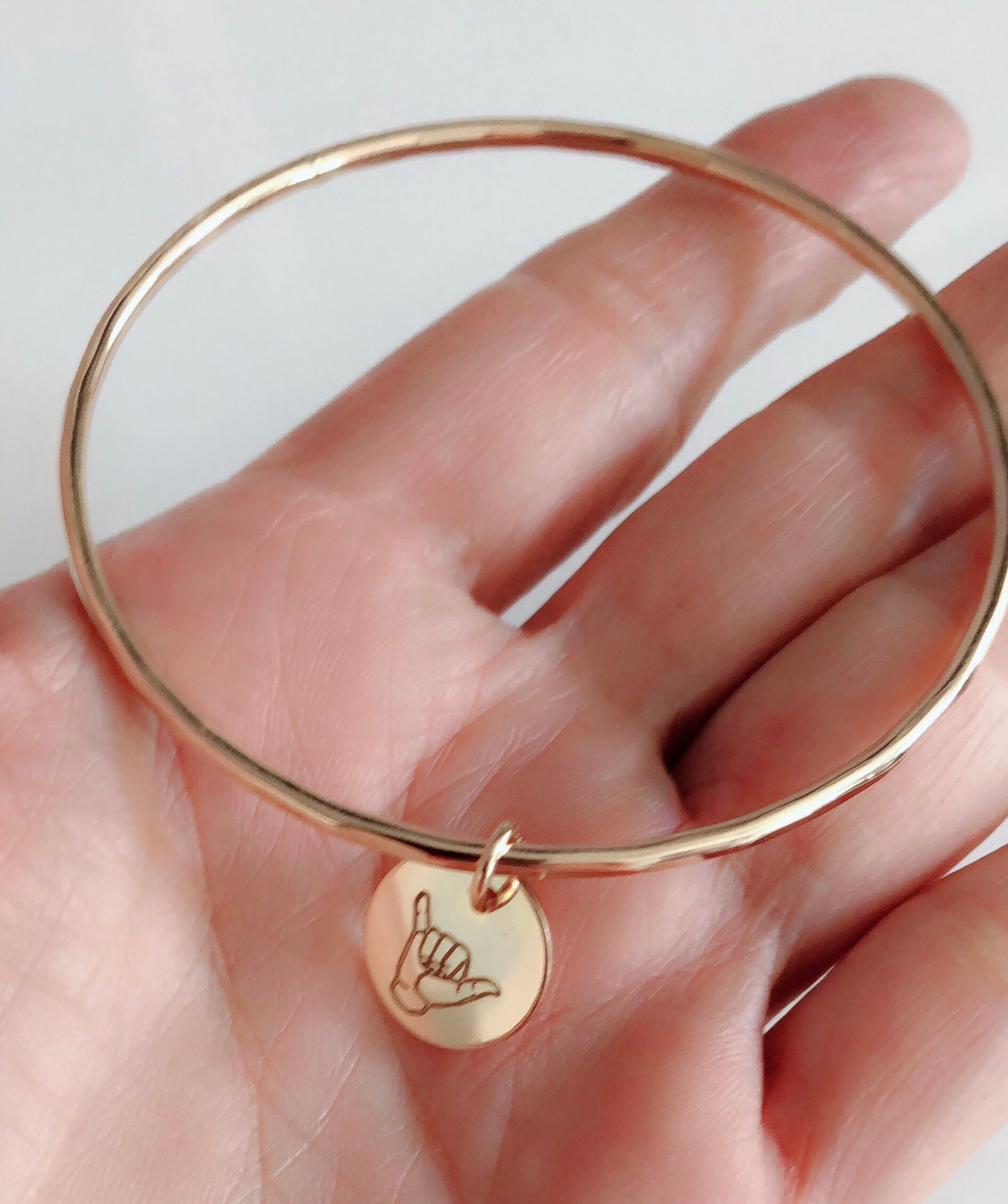 HALEY Shaka Charm Bangle Bracelet (B542) - Hawaiian Style Jewelry for Women, Perfect for Beach, Summer, and Boho Fashion