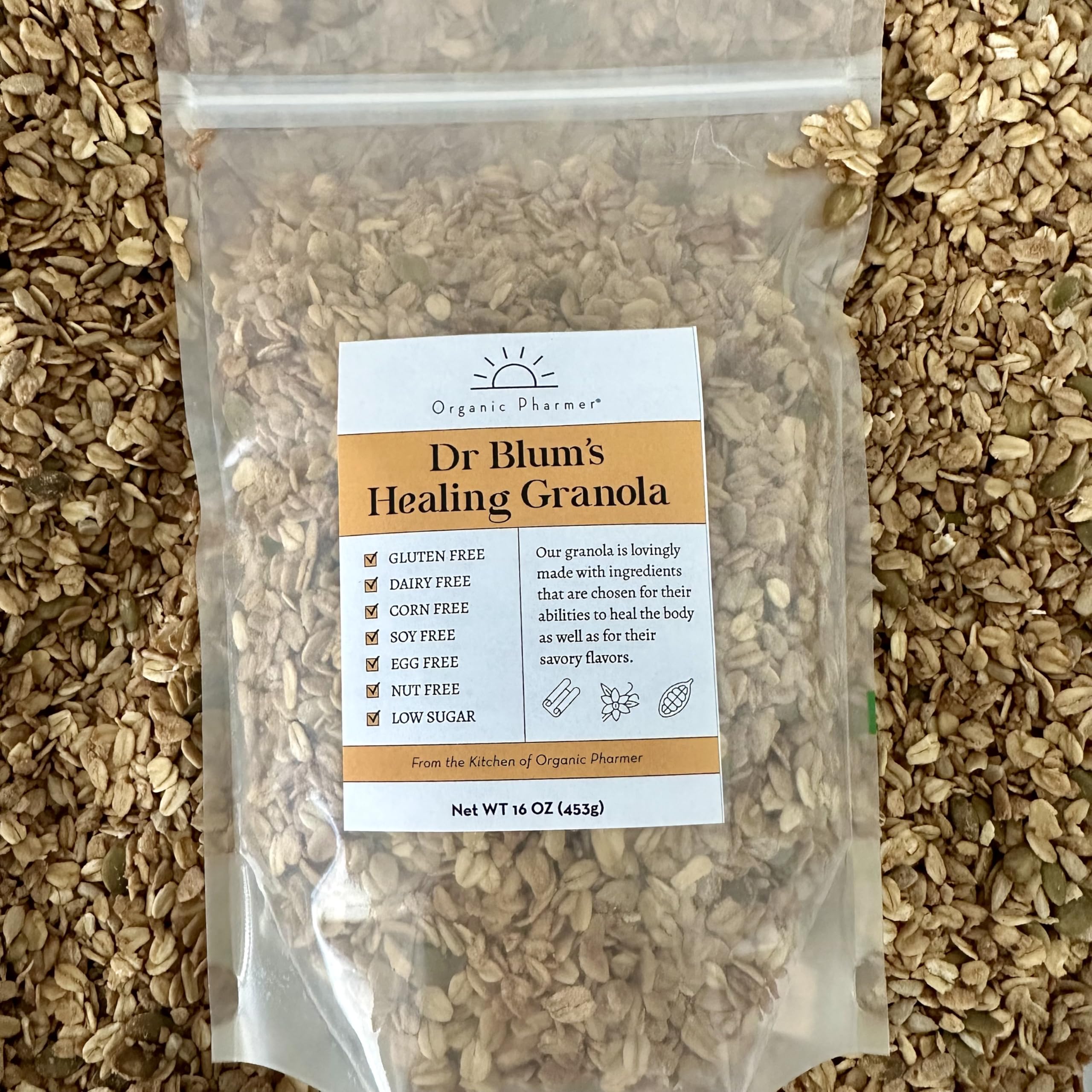 Dr. Blum's Organic Granola Cereal - Gluten Free, Dairy Free, Soy Free, Nut Free - Handcrafted Anti-Inflammatory Breakfast for Sensitive Diets - Perfect for Healthy Morning Meals & Snacks