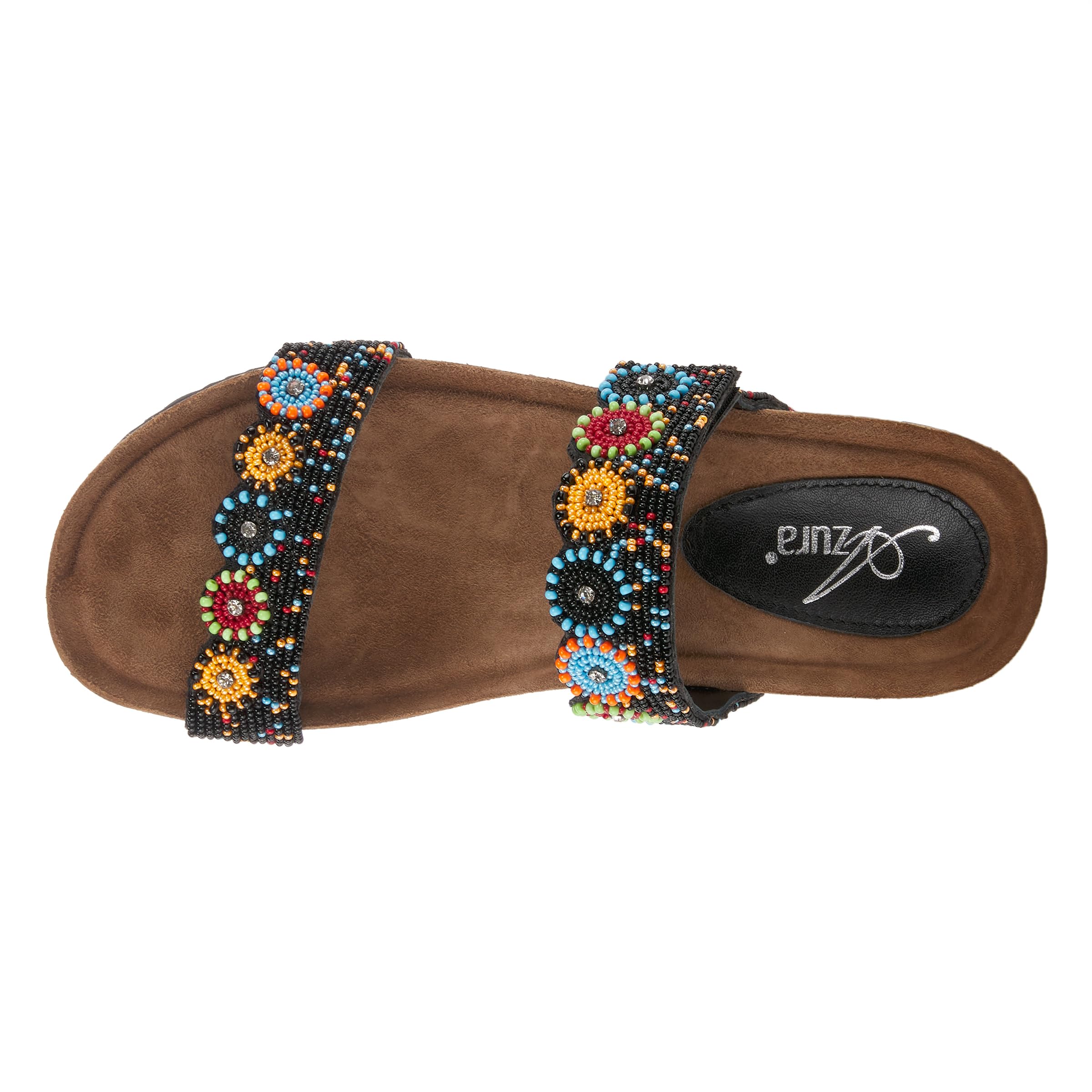 Azura Bahama Slide Sandals for Women - Beaded & Crystal Embellished Cork Wedge Sandals | Beach Vacation, Pool Party, Summer Outfit Accessories