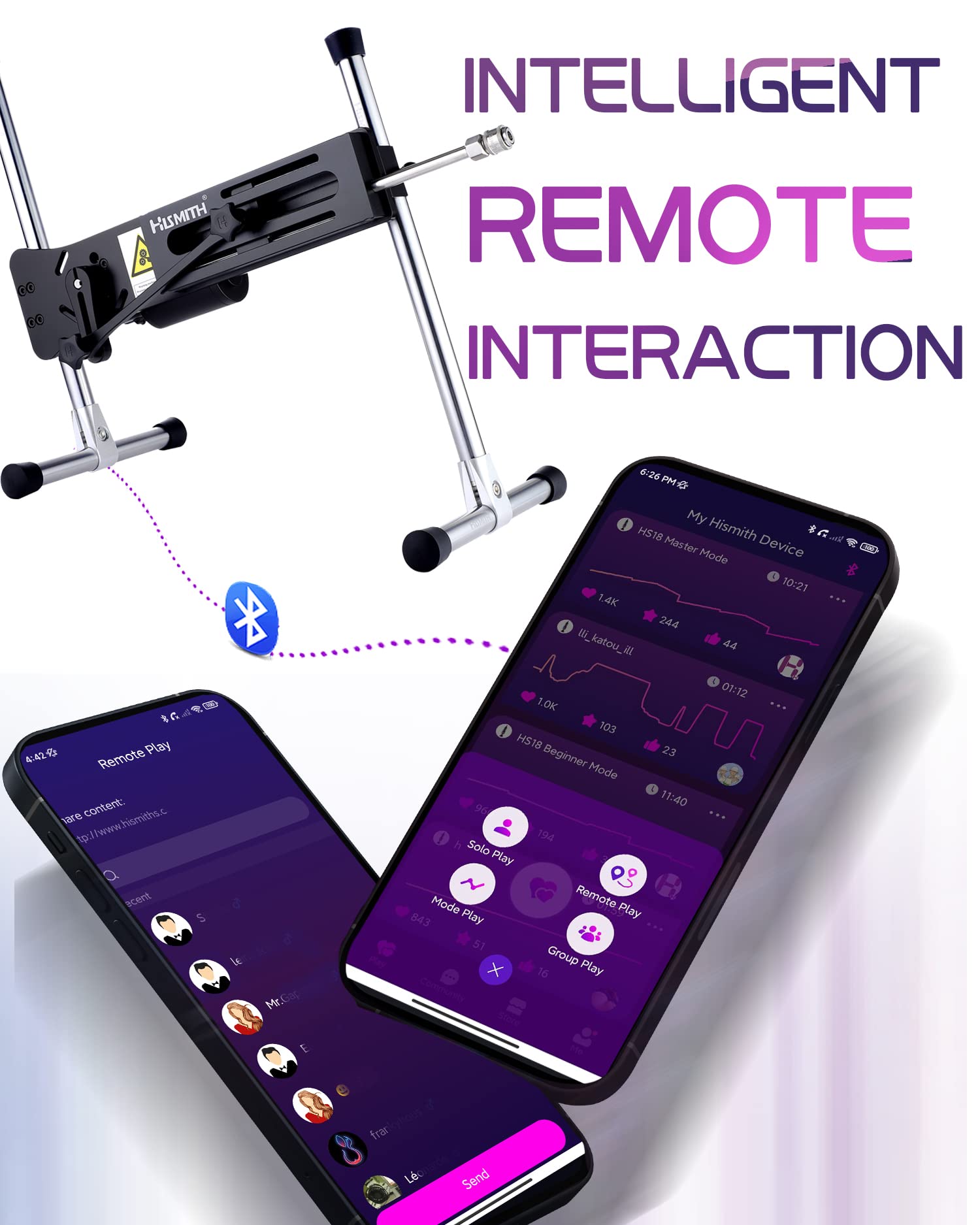 Hismith Premium Sex Machine with APP Remote Control - KlicLok System, Silicone Dildos & Male Masturbator Attachments Bundle - Perfect for Couples Play, Solo Exploration & BDSM Scenes