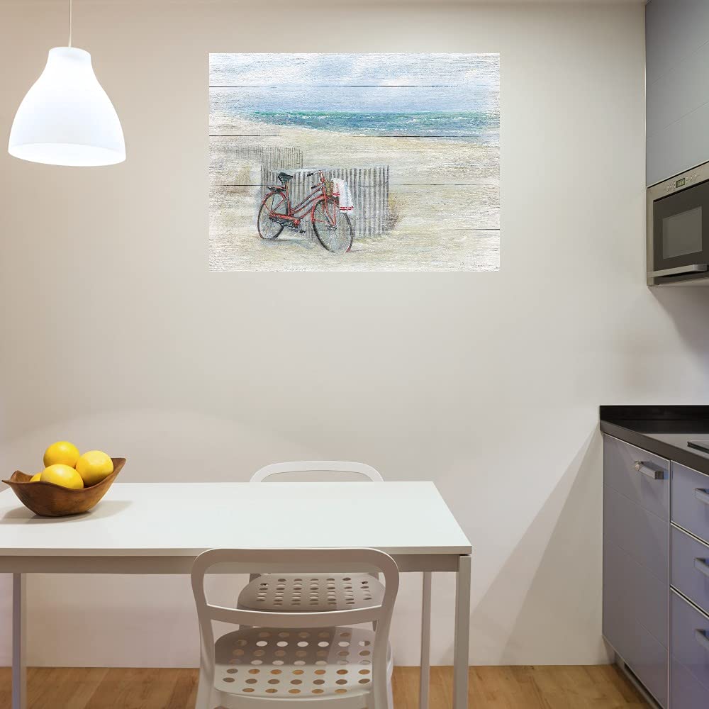 Fine Art Canvas Beach Happy Place Wall Decor by Artist Ruane Manning - Ready to Hang 43x32 Inch - Perfect for Living Room, Bedroom, Bathroom, Kitchen, Office, Bar & Dining Room - Coastal Home Decor for Beach Houses, Vacation Rentals & Seaside Themed Spaces