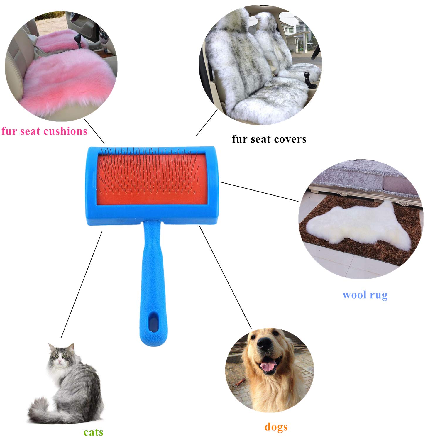 Premium Sheepskin & Wool Cleaning Brush - Pet Hair Remover for Car Seats, Furniture & Rugs | Gentle Grooming Tool for Dogs & Cats | Home & Auto Care Essential