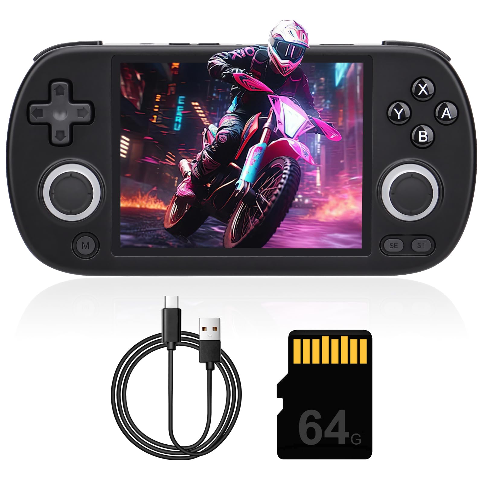 RG40XX H Retro Handheld Game Console with HDMI TV Output, 4.0 Inch IPS Screen, Built-in 5000+ Games, 64GB TF Card (Iron Black) - Perfect for Retro Gaming, Travel Entertainment & Gift Giving