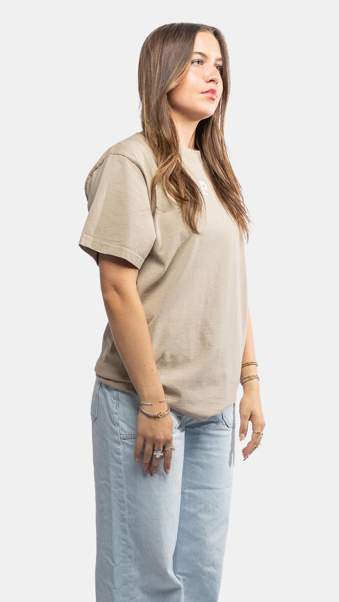 Heavy Knit Centerpiece T-Shirt in Oatmeal - Cozy Casual Wear for Fall & Winter Outfits