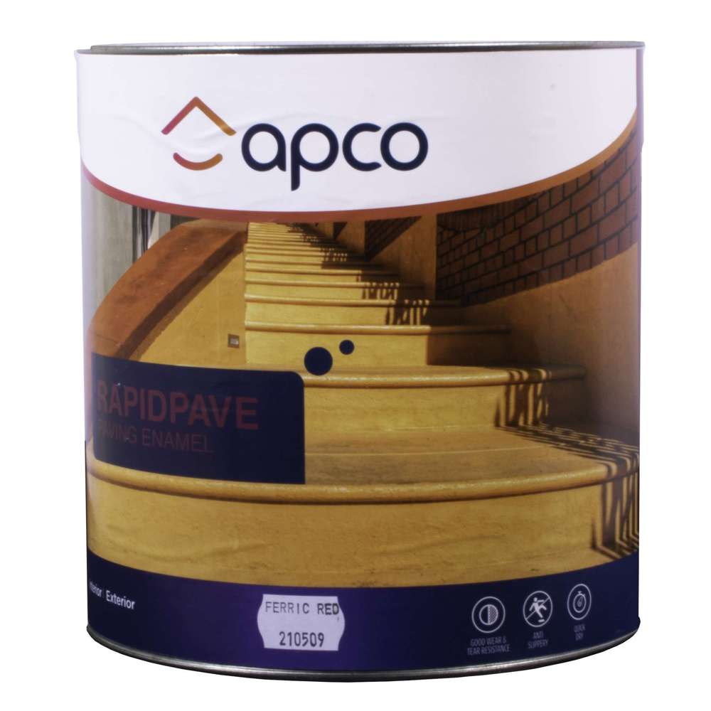 Apco RapidPave Matt Enamel Paint - Ferric Red 4 Liter (1 Gallon) for Metal, Wood & Concrete Surfaces - Ideal for Industrial, Garage & DIY Projects