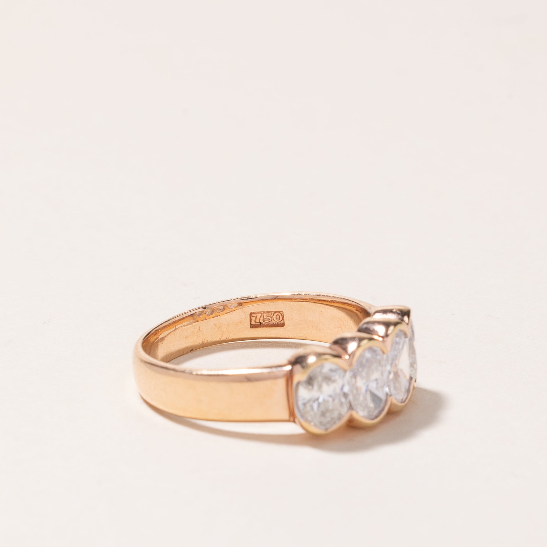 18K Rose Gold Four Stone Oval Cut Diamond Ring - 1.00ctw Total Weight - Size 5.5 - Elegant Engagement, Wedding, Anniversary Gift for Her - Perfect for Proposals, Special Occasions & Everyday Luxury