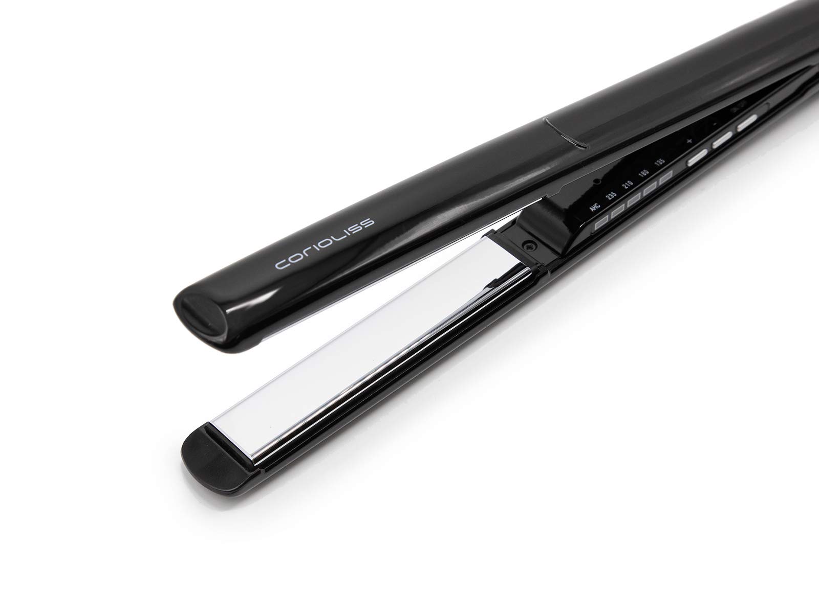 Corioliss C3 Professional Titanium Flat Iron Hair Straightener - Adjustable Temperature Control for Smooth, Shiny Hair - Perfect for Home & Salon Use (Black Gloss)