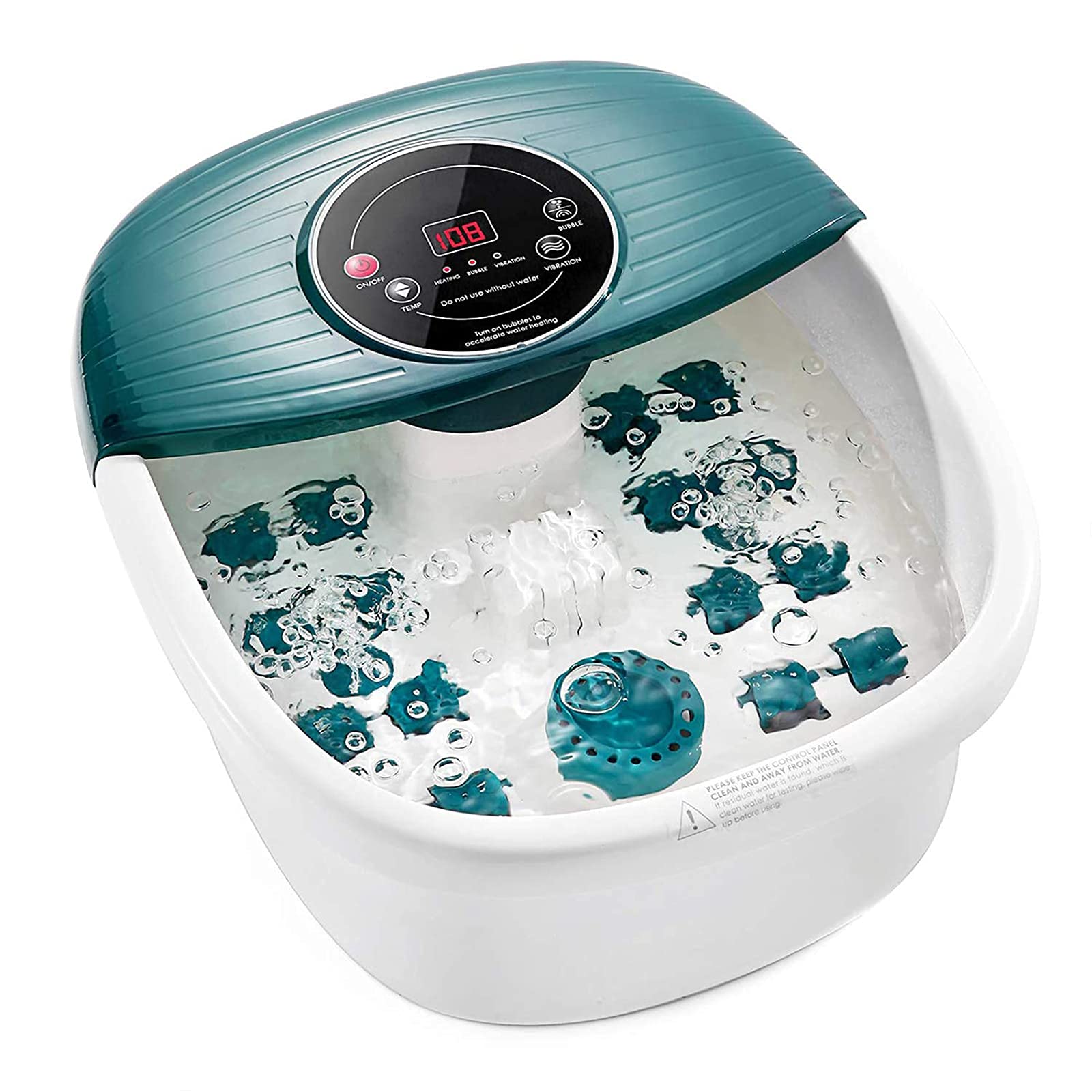 Electric Foot Spa Bath Massager with Heat, Bubbles & Vibration - 16 Removable Rollers, Temperature Control (95-118°F) - Perfect for Home Pedicure, Relaxation & Foot Care - Ideal for Stress Relief, Improved Circulation & Spa Day at Home