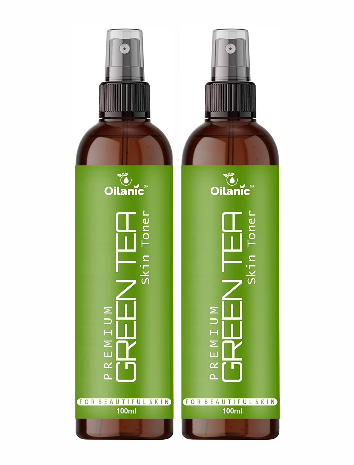 Oilanic Premium Green Tea Facial Toner for Men & Women - Hydrating & Refreshing 2-Pack (2 x 100ml/3.4oz) - Perfect for Daily Skincare Routine & Travel Size