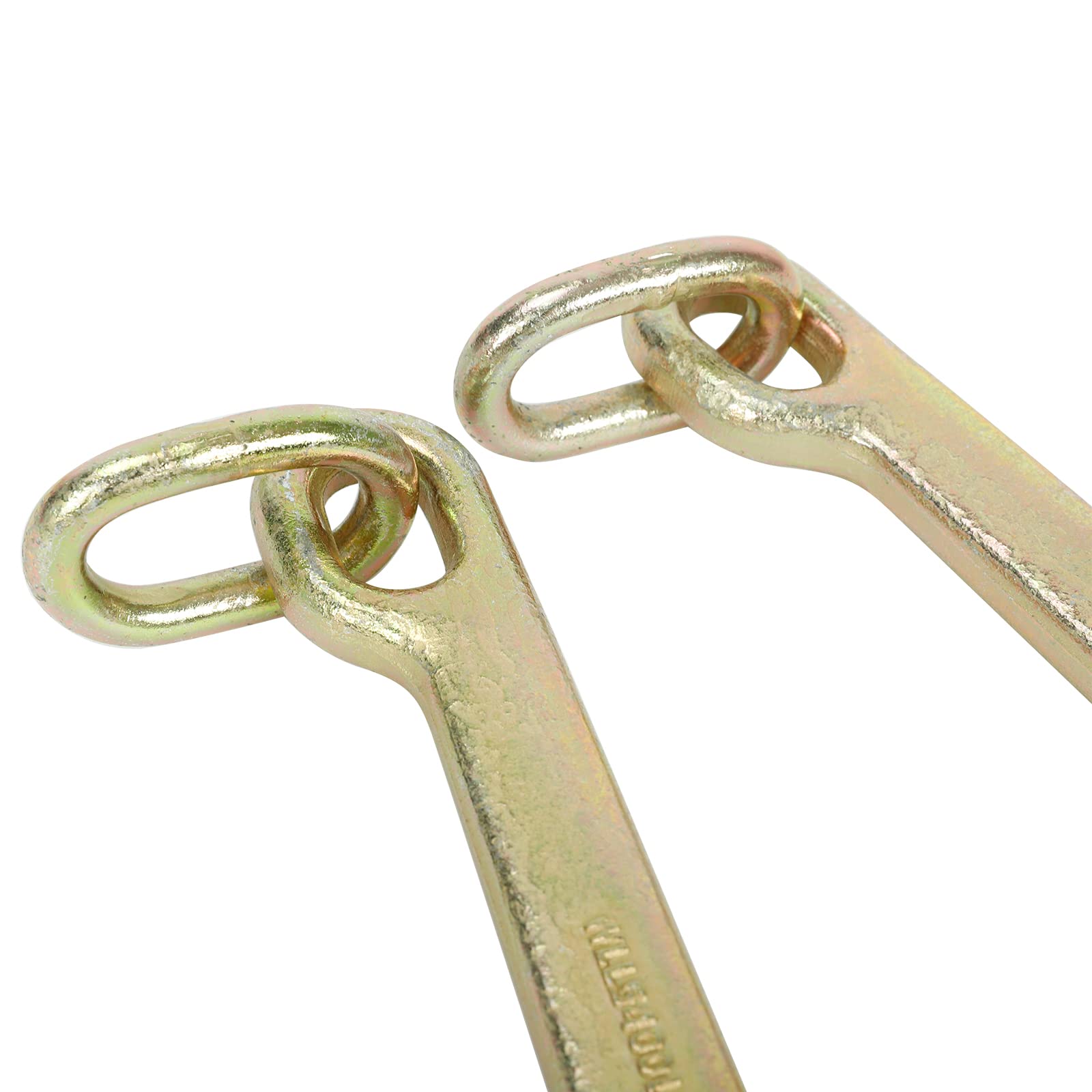 2 Pack Heavy Duty Yellow Zinc Plated 15-Inch G70 Tow Axle Strap with J Hook & Clevis for Wrecker Rollback - Secure Towing Solution for Trucks, Trailers & Off-Road Recovery
