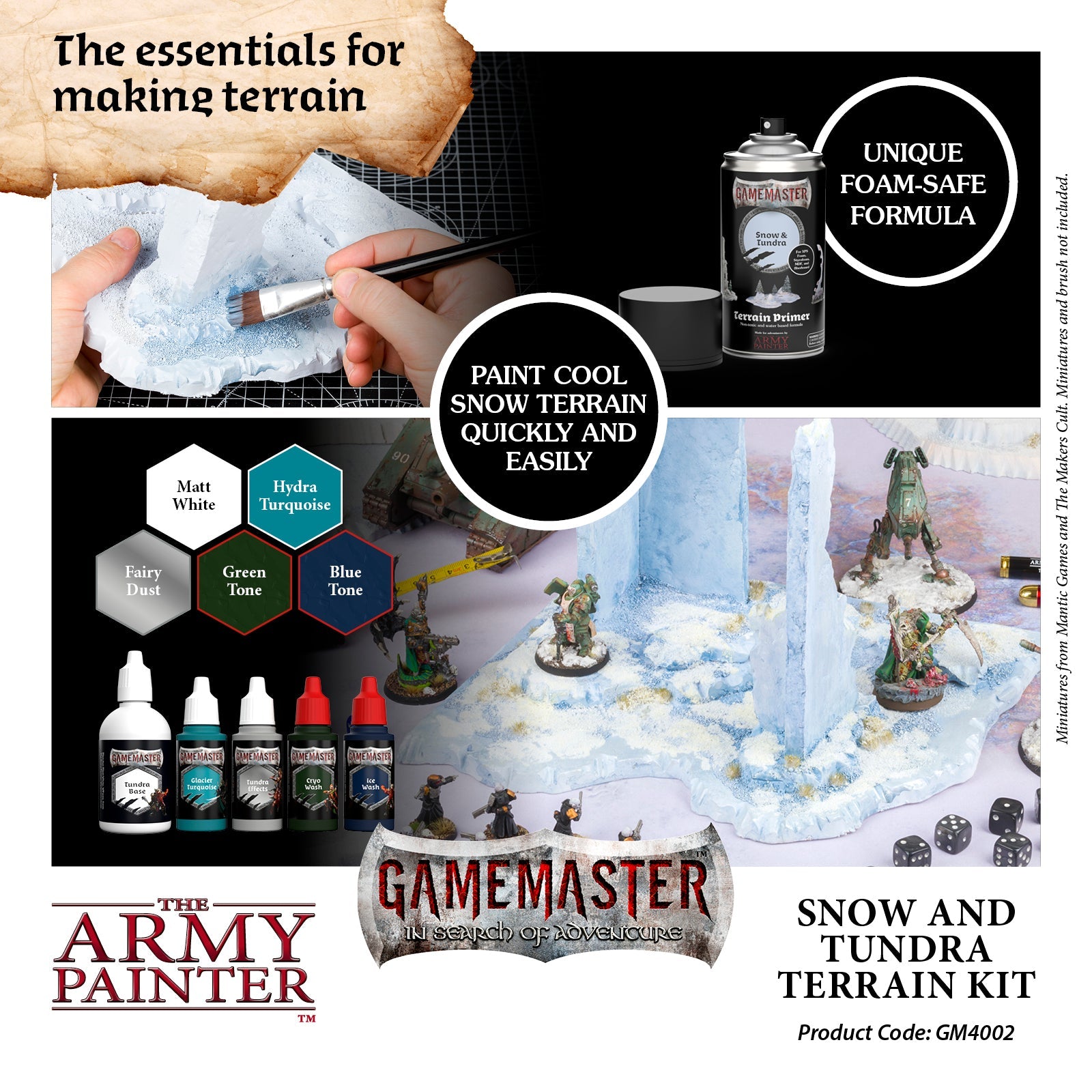 GameMaster Terrain Kit: Snow & Tundra Set for Tabletop RPG & Wargaming - D&D, Warhammer & Miniature Battle Scenes
