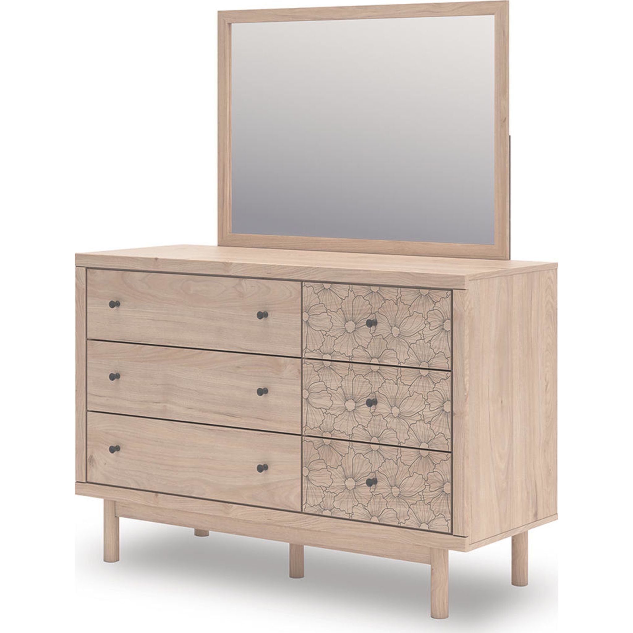 Arloster Dresser with Mirror - Tan Wood Bedroom Dresser for Storage & Organization | Perfect for Bedroom, Closet, or Nursery